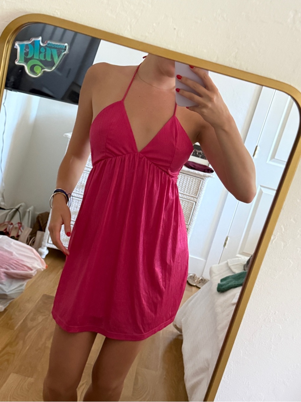 superdown Hot Pink Halter Mini Dress
